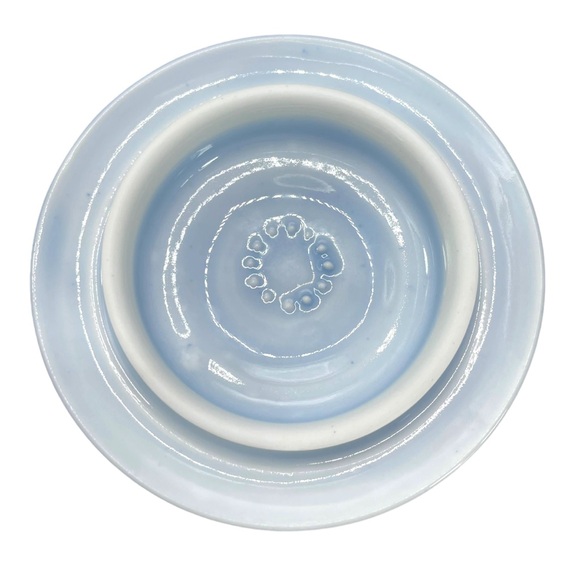 Studio Art Pottery Blue Glazed Quilted Floral Lidded Pot Signed & Numbered 4.5" - Picture 6 of 7